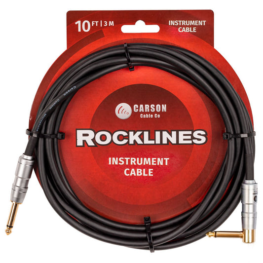 Carson Rocklines ROK10SL 10ft Straight to Right Angle Instrument Cable