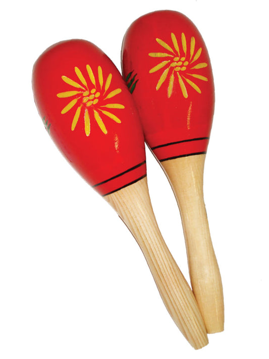 Mano Percussion Wooden Maracas Red and Yellow Floral