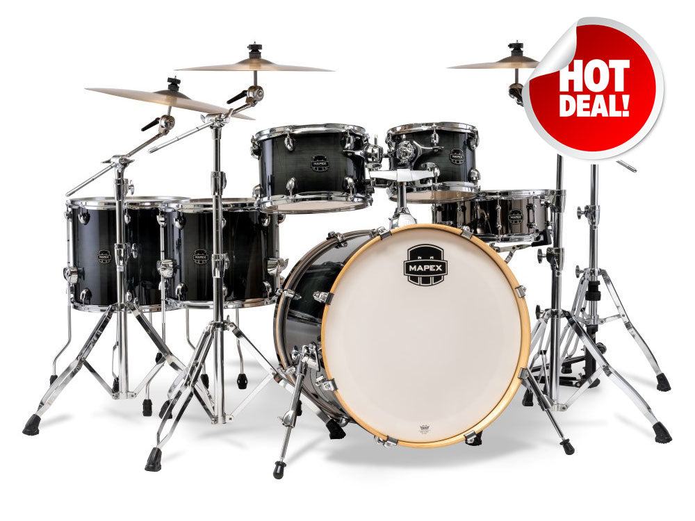 Mapex Armory 22" 6 Piece Studioease Fast Drum Kit with Double Pedal - Black Onyx Burst