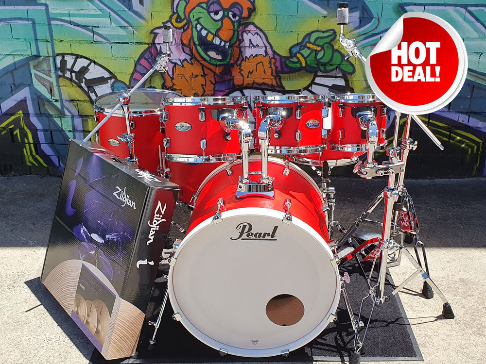 Pearl Decade Maple Incred-A-Bundle 22" 7 Piece Drum Kit - Matte Racing Red