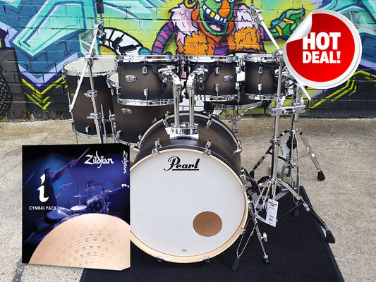 Pearl Decade Maple Incred-A-Bundle 22" 7 Piece Drum Kit - Satin Black Burst