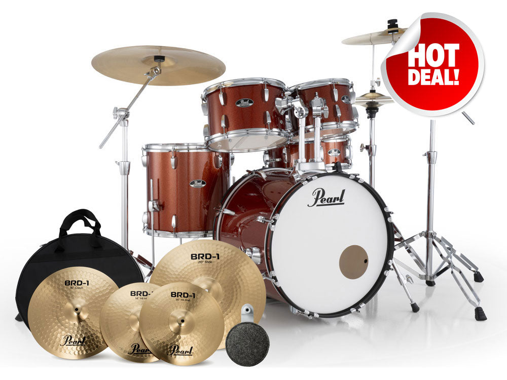 Pearl Roadshow Plus 20" Fusion 5 Piece Drum Kit - Burnt Orange Sparkle