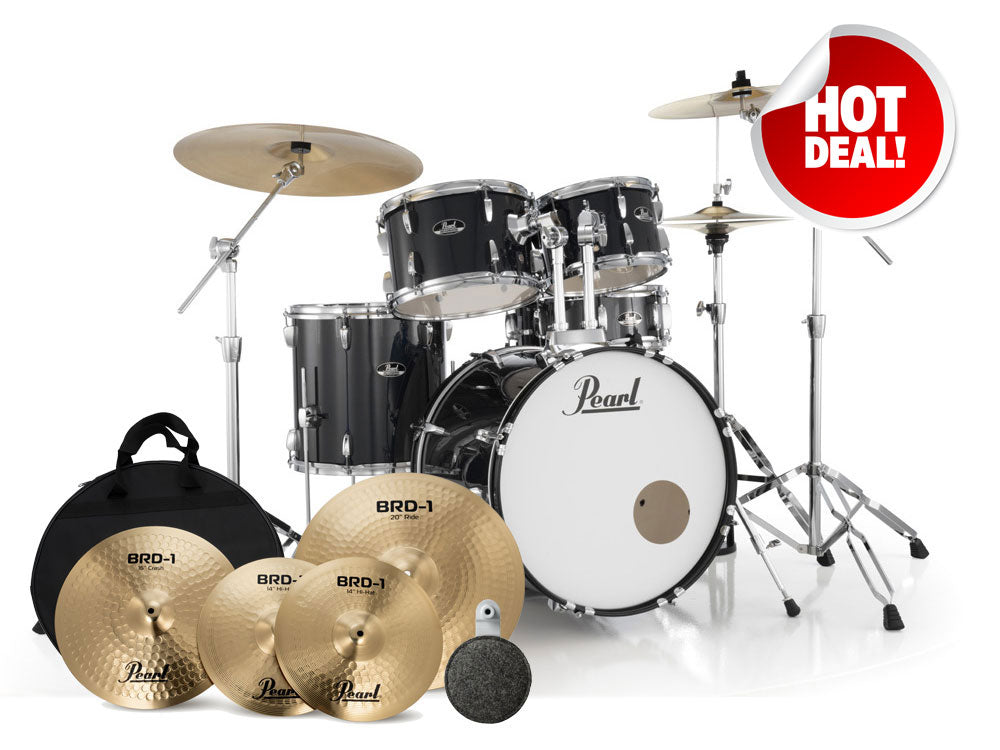 Pearl Roadshow Plus 22" Fusion Plus 5 Piece Drum Kit - Jet Black
