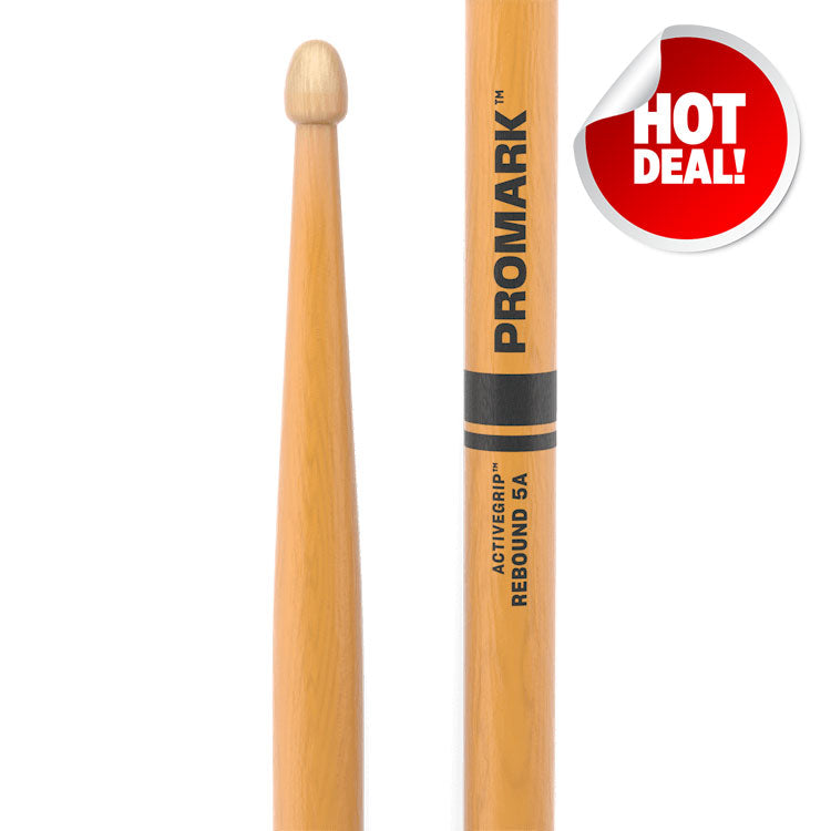 ProMark Rebound 5A ActiveGrip Clear Hickory Wood Tip Drum Sticks