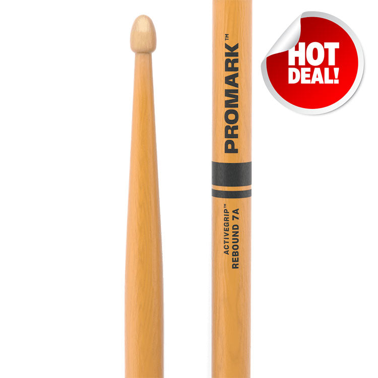 ProMark Rebound 7A ActiveGrip Clear Hickory Wood Tip Drum Sticks