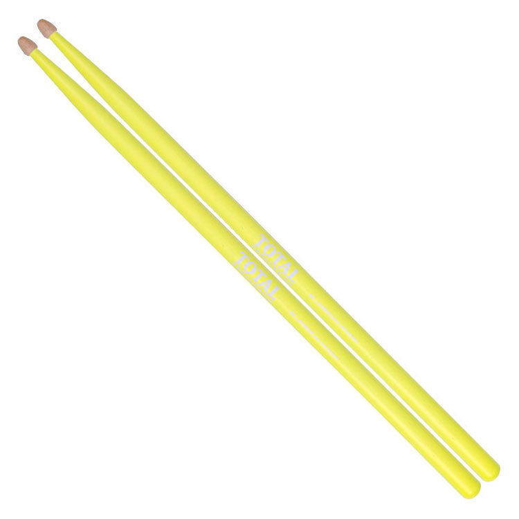 Total Percussion 7A Fluorescent Yellow Wood Tip Drum Sticks