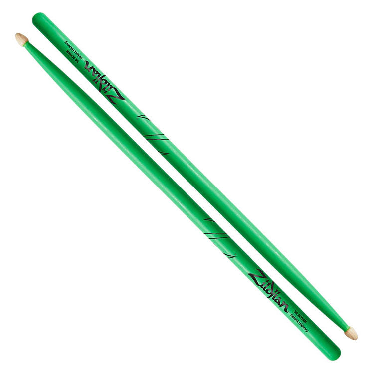 Zildjian Hickory 5A Neon Green Wood Tip Drum Sticks