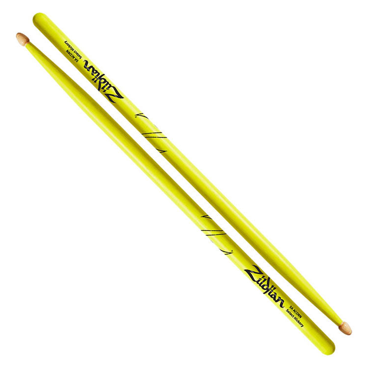 Zildjian Hickory 5A Neon Yellow Wood Tip Drum Sticks