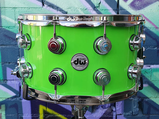 DW Collector's Series Limited Edition 14" x 8" Neon Green over Brass Snare Drum