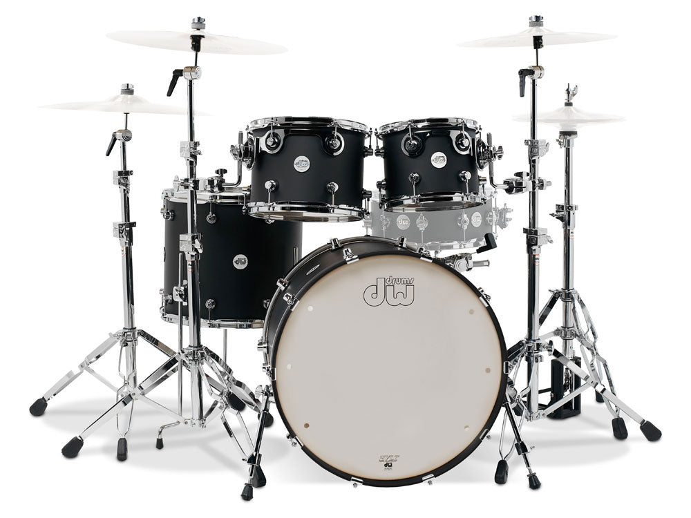 DW Design Series Satin Lacquer 22" 4 Piece Shell Kit - Black Satin