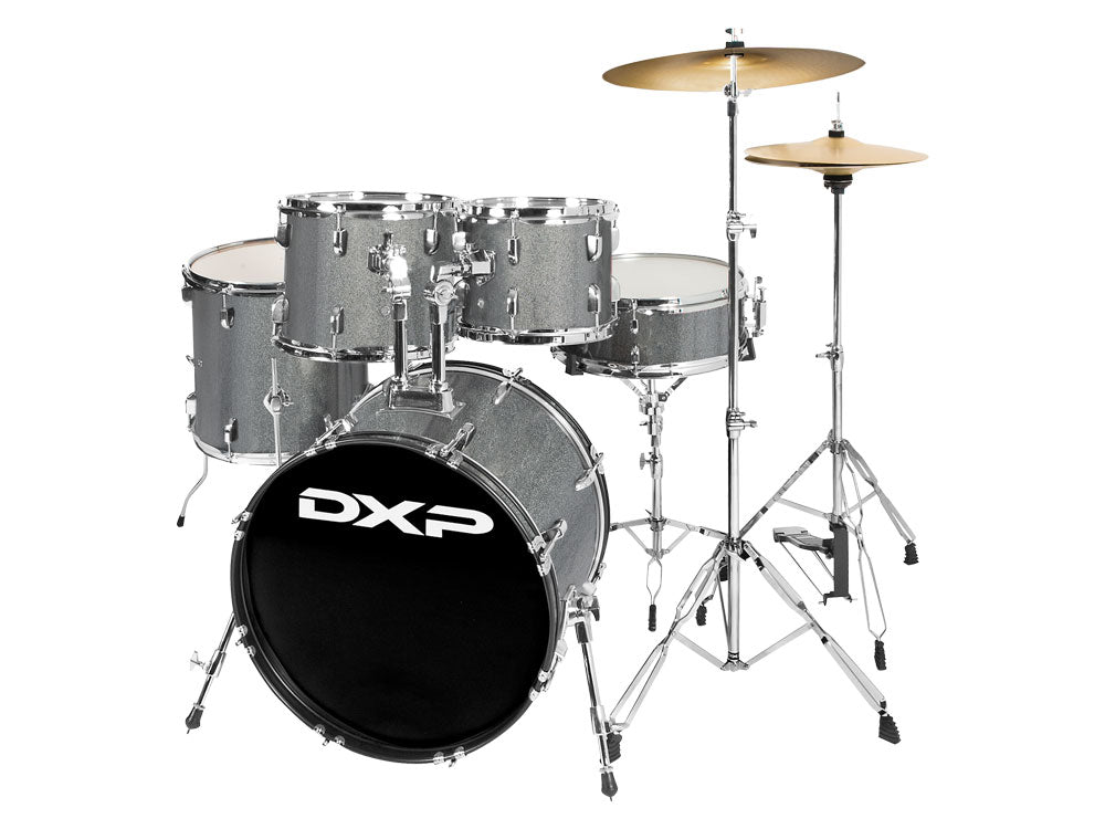 DXP Fusion 20 Series 20" 5 Piece Drum Kit - Silver Glitter Sparkle