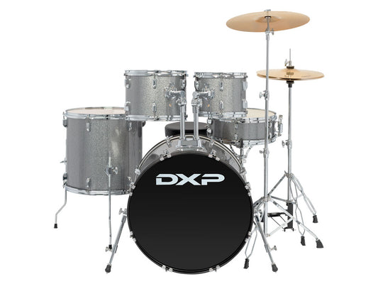 DXP Fusion Plus 22 Series 22" 5 Piece Drum Kit - Silver Glitter Sparkle