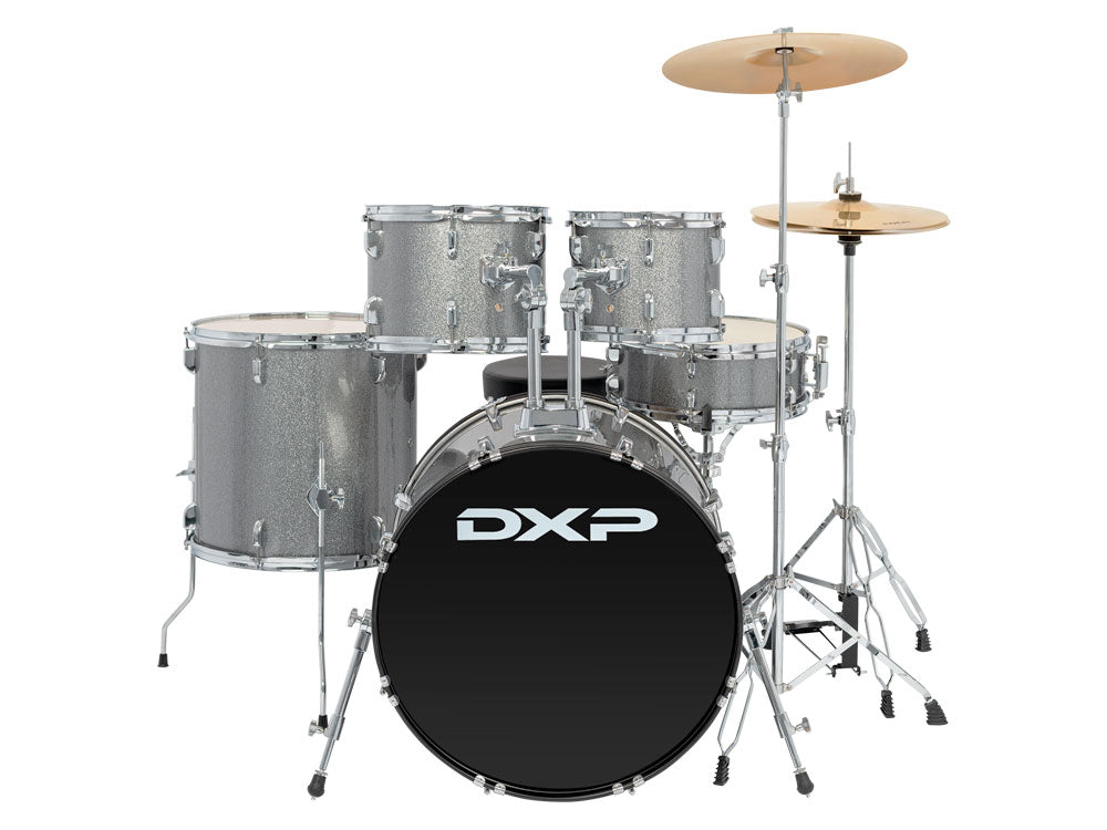 DXP Fusion Plus 22 Series 22" 5 Piece Drum Kit - Silver Glitter Sparkle