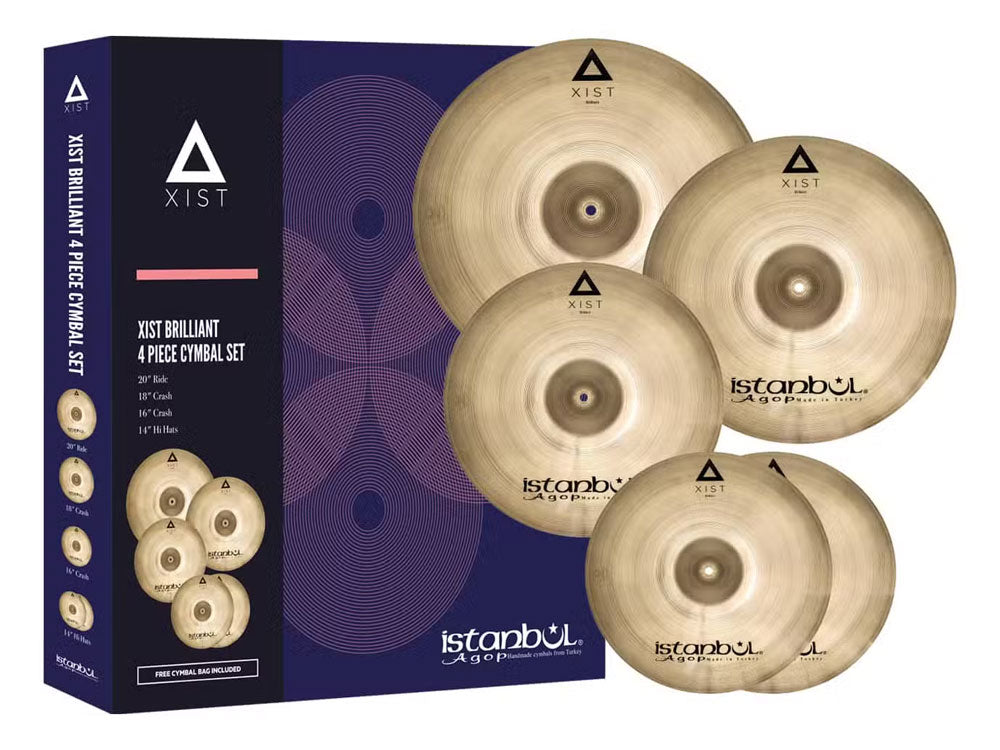 Istanbul Agop Xist Brilliant 14H/16C/18C/20R Cymbal Pack + Bag