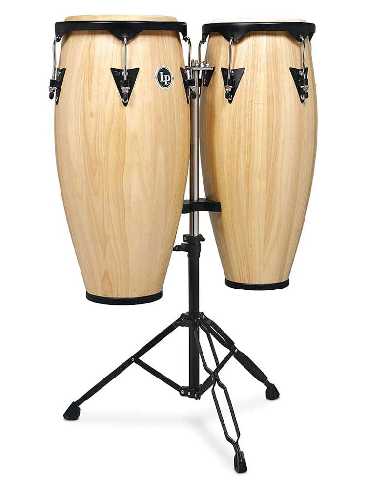 Latin Percussion City Series 10" & 11" Congas with Stand Natural Satin