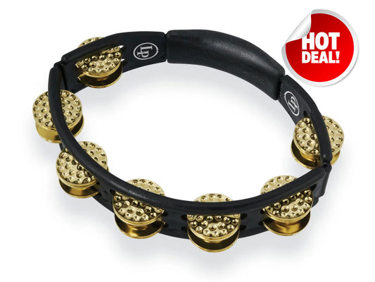 Latin Percussion Cyclops Handheld Dimpled Brass Jingle Black Tambourine