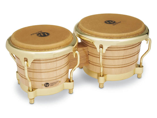 Latin Percussion Generation II 7-1/4" and 8-5/8" Bongos Natural with Gold