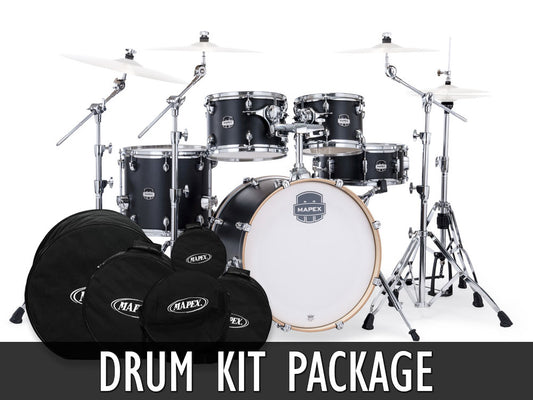 Mapex Mars Maple 20" 5 Piece Drum Kit with Drum Bags - Matte Black