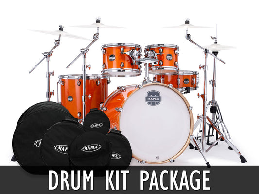 Mapex Mars Maple 22" 5 Piece Drum Kit with Drum Bags - Glossy Amber