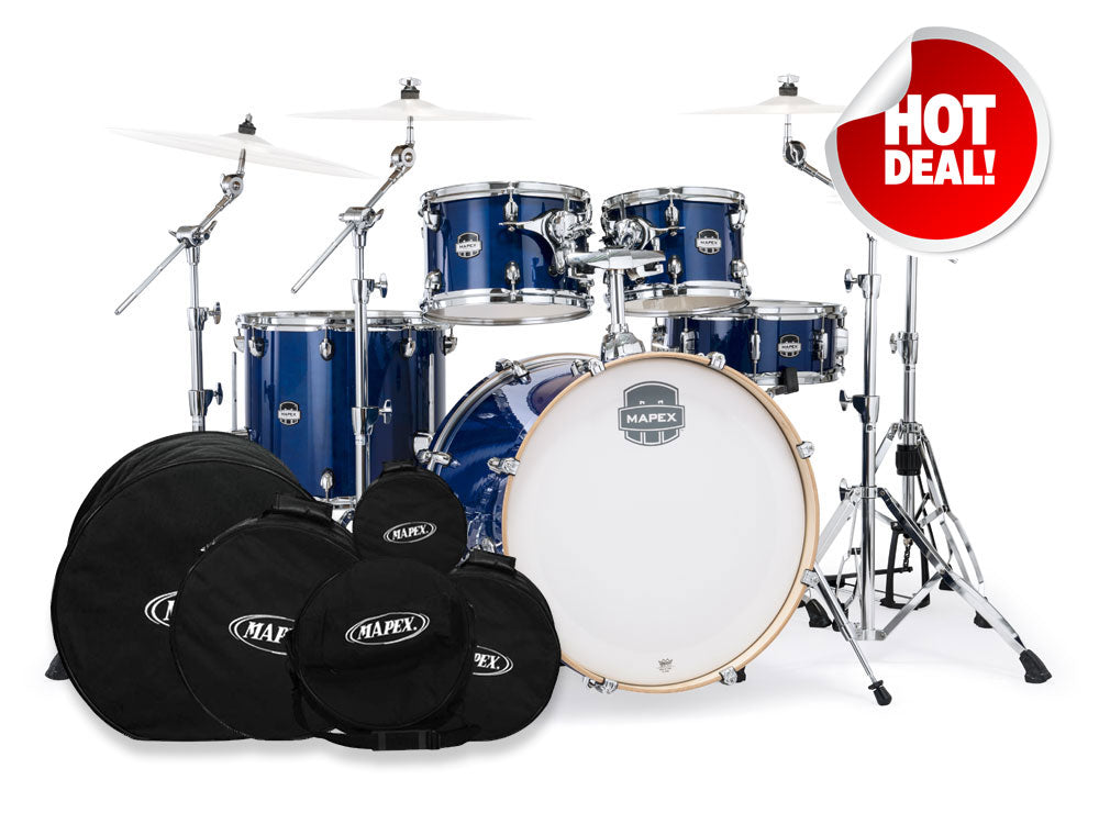 Mapex Mars Maple 22" 5 Piece Drum Kit with Drum Bags - Midnight Blue