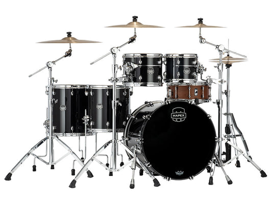 Mapex Saturn Evolution 22" 5 Piece Maple Walnut Shell Pack - Piano Black Lacquer