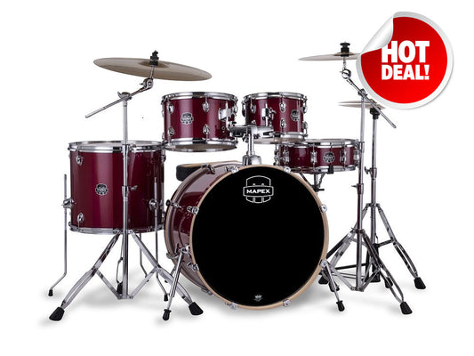 Mapex Venus 22" 5 Piece Drum Kit - Crimson Red Sparkle