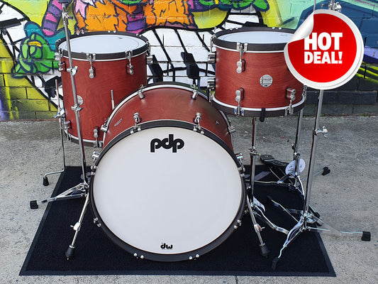 PDP Concept Maple Classic 22" 3 Piece Shell Kit - Oxblood Stain with Ebony Hoops