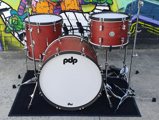 PDP Concept Maple Classic 22" 3 Piece Shell Kit - Oxblood Stain with Ebony Hoops