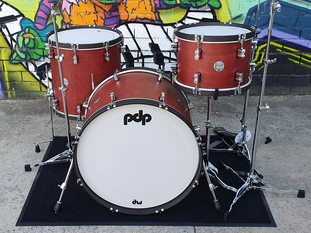 PDP Concept Maple Classic 22" 3 Piece Shell Pack - Oxblood Stain with Ebony Hoops