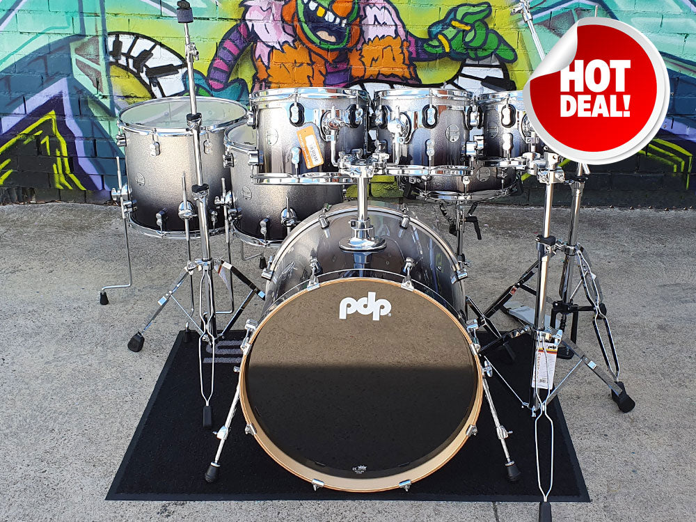 PDP Concept Maple Lacquer 22" 7 Piece Drum Kit - Silver to Black Fade