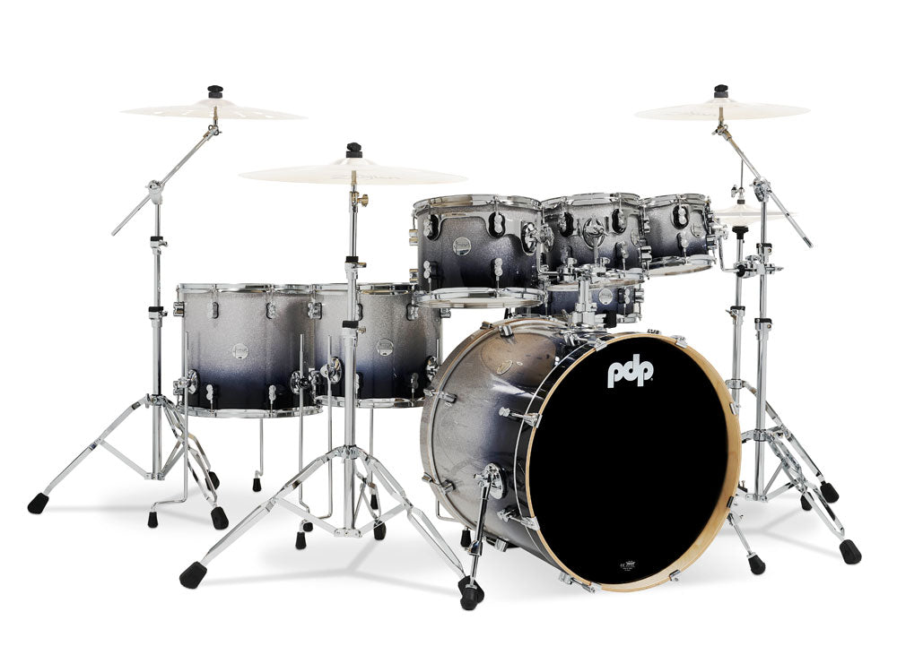 PDP Concept Maple Lacquer 22" 7 Piece Drum Kit - SIlver To Black Fade