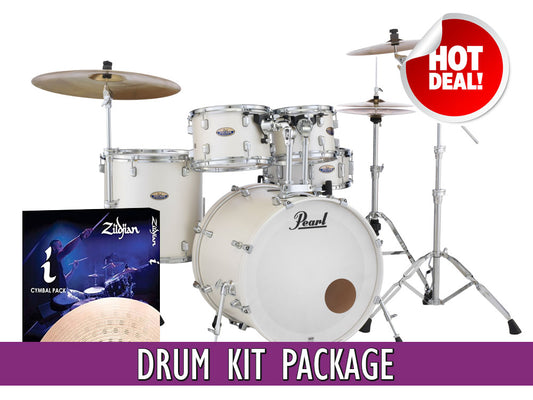 Pearl Decade Maple 22" Fusion Plus 5 Piece Drum Kit Incred-A-Bundle - White Satin Pearl