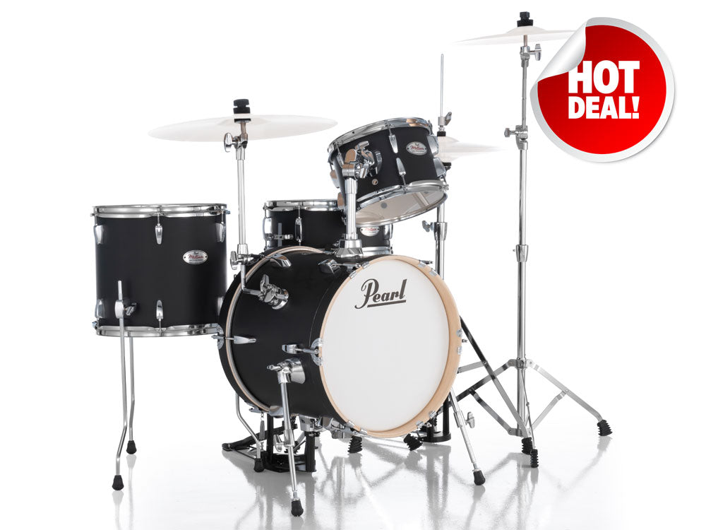 Pearl Midtown 16" 4 Piece Drum Kit with Drum Bags - Matte Black