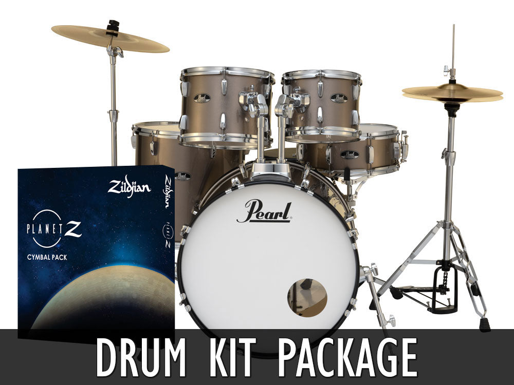 Pearl Roadshow X 20" Fusion 5 Piece Drum Kit with Zildjian Cymbals! - Bronze Metallic