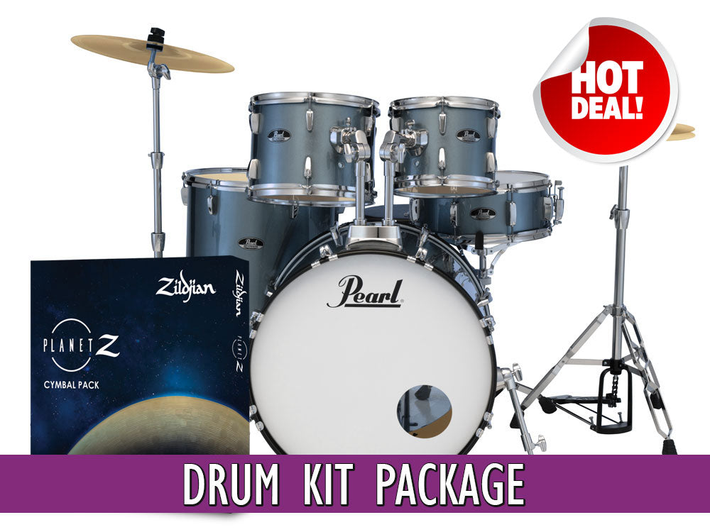 Pearl Roadshow X 20" Fusion 5 Piece Drum Kit with Zildjian Cymbals! - Charcoal Metallic