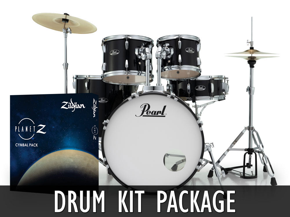 Pearl Roadshow X 20" Fusion 5 Piece Drum Kit with Zildjian Cymbals! - Jet Black