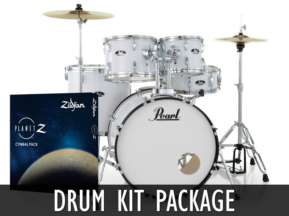 Pearl Roadshow X 20" Fusion 5 Piece Drum Kit with Zildjian Cymbals! - Pure White