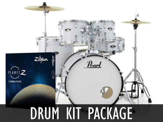 Pearl Roadshow X 20" Fusion 5 Piece Drum Kit with Zildjian Cymbals! - Pure White