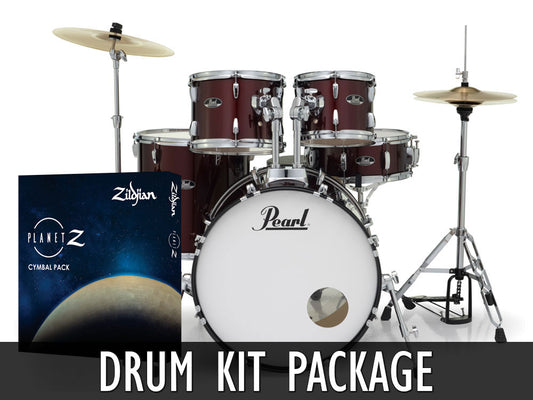 Pearl Roadshow X 20" Fusion 5 Piece Drum Kit with Zildjian Cymbals! - Red Wine