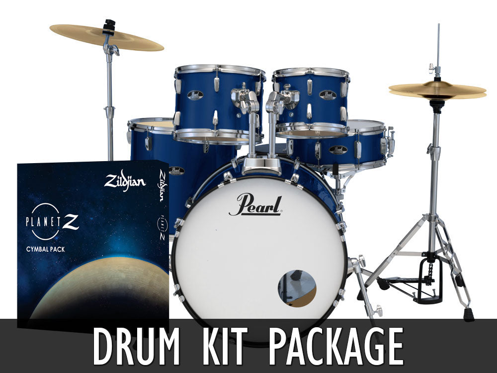 Pearl Roadshow X 20" Fusion 5 Piece Drum Kit with Zildjian Cymbals! - Royal Blue Metallic