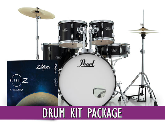 Pearl Roadshow X 22" Fusion Plus 5 Piece Drum Kit with Zildjian Cymbals! - Jet Black