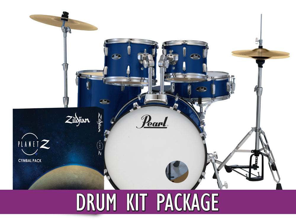 Pearl Roadshow X 22" Fusion Plus 5 Piece Drum Kit with Zildjian Cymbals! - Royal Blue Metallic