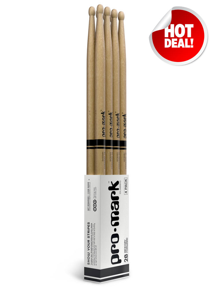 ProMark Classic Forward 2B Hickory Wood Tip Drum Sticks 4 pack