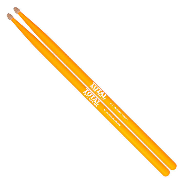 Total Percussion 7A Fluorescent Orange Wood Tip Drum Sticks