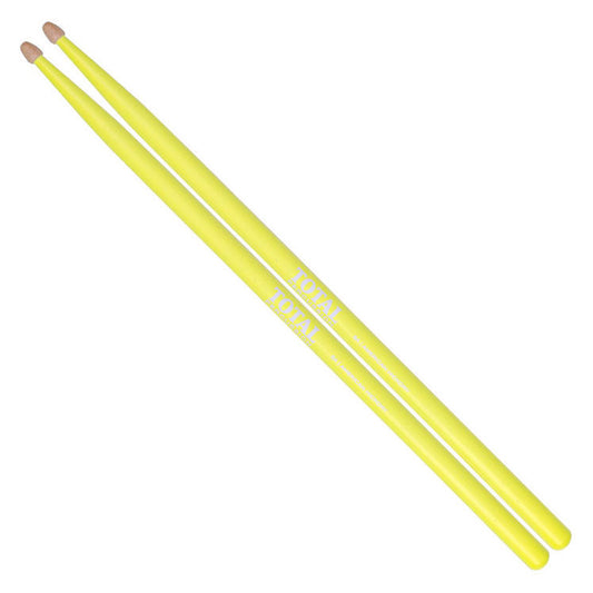 Total Percussion 7A Fluorescent Yellow Wood Tip Drum Sticks