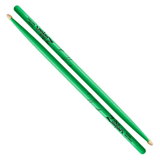 Zildjian Hickory 5A Neon Green Wood Tip Drum Sticks