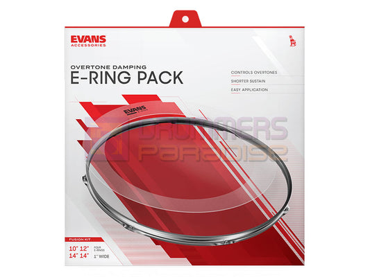 Evans E-Ring Fusion 10" 12" 14" Pack with 14" Snare E-Ring